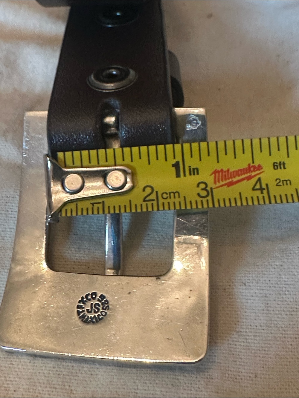 Vintage Taxco JS Mexico Sterling Silver Belt Buckle With 1” Thin Leather Belt - Picture 7 of 14